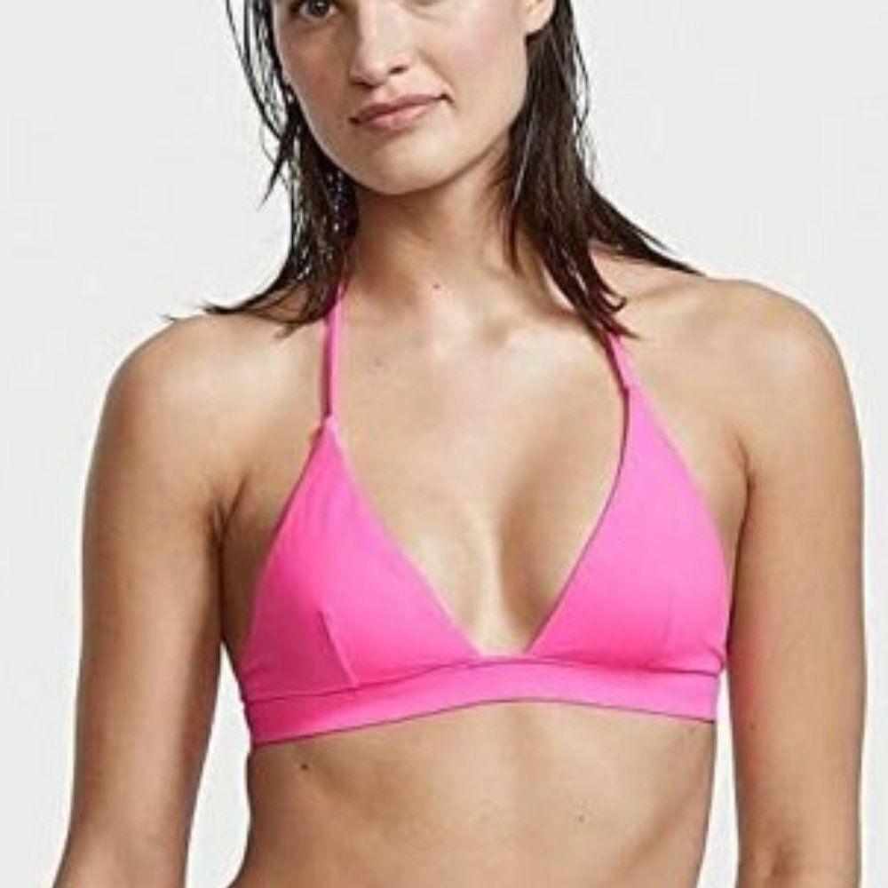 Victoria's Secret Women's Post It Pink Essential Halter Bikini Top Size Medium